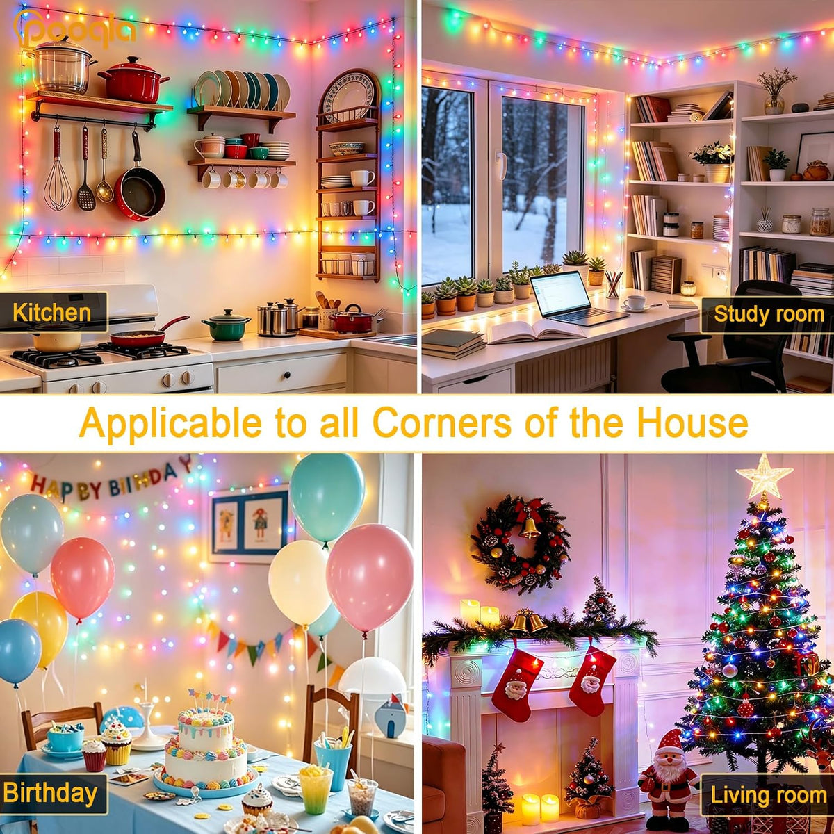 Pooqla 1000 LED Colorful Christmas Lights Outdoor String Lights, 328 ft