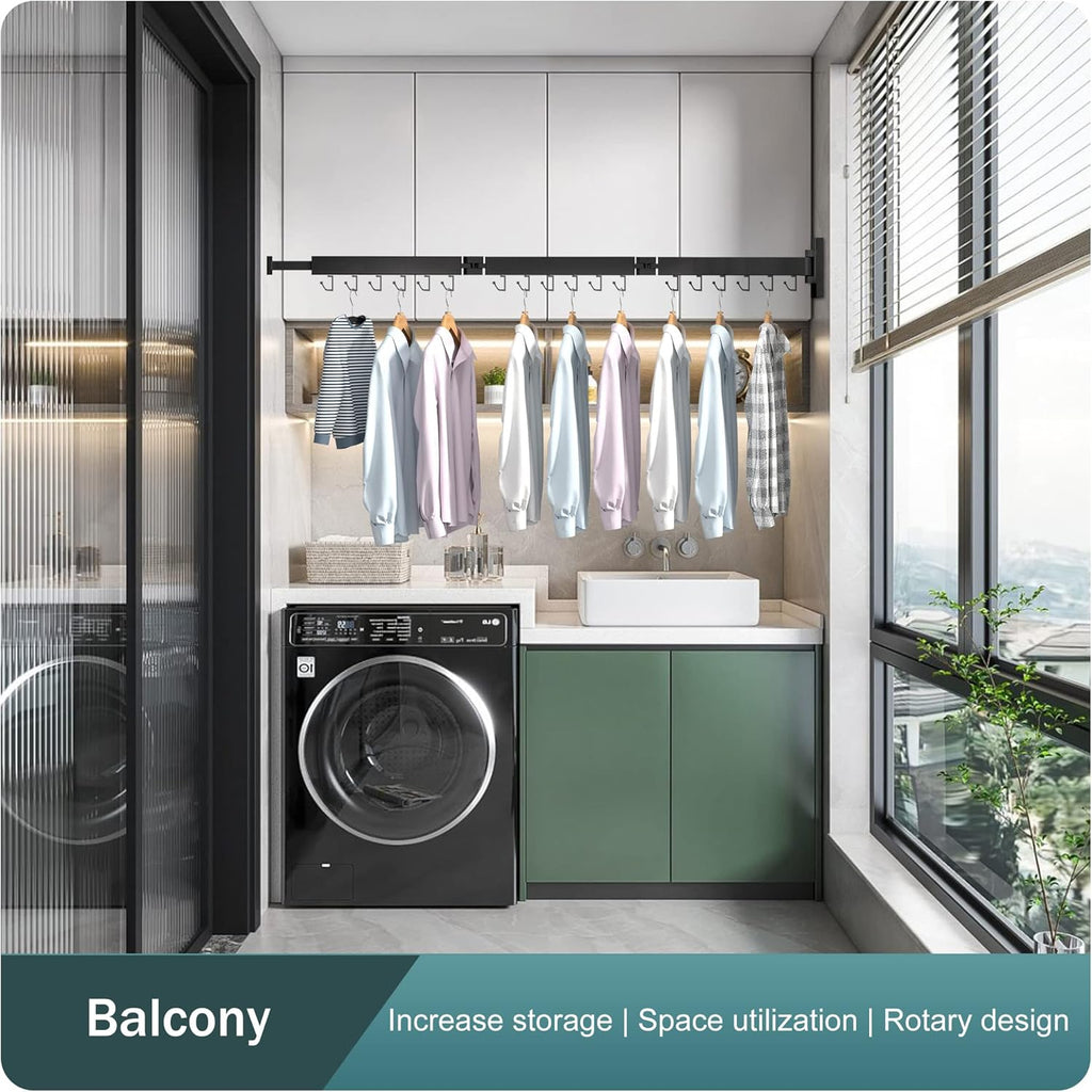 BOQORAD Drying Rack Clothing,Clothes Drying Rack Wall Mounted,Collapsible Hanging Racks for Laundry,Laundry Drying Rack,Wall Mounted Clothes Rack