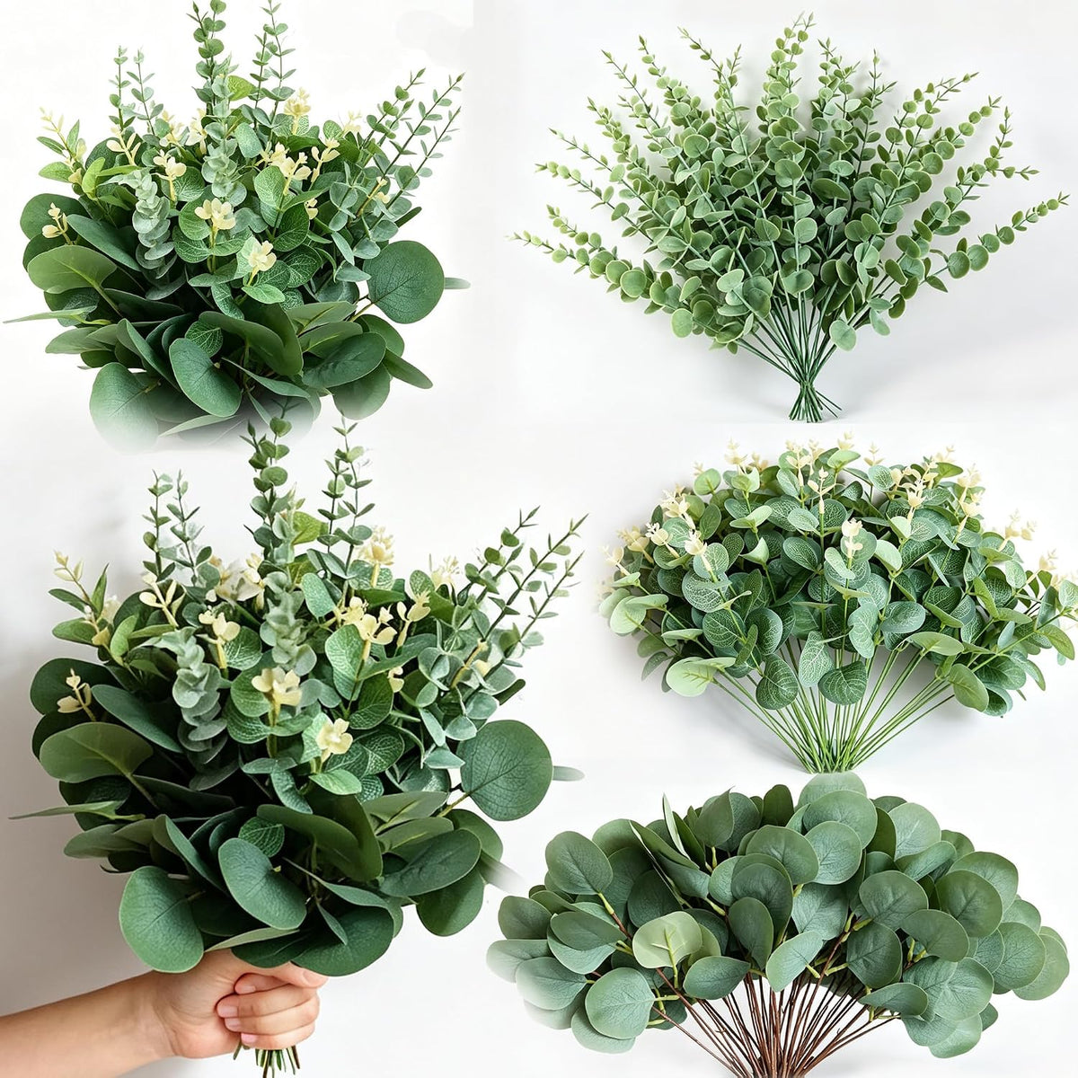 120PCS Mixed Eucalyptus Stems Bulk Artificial Greenery Stems Wedding Decor
