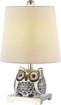 JONATHAN Y Justina Owl Mini Table Lamp 16" Ceramic, Black/White