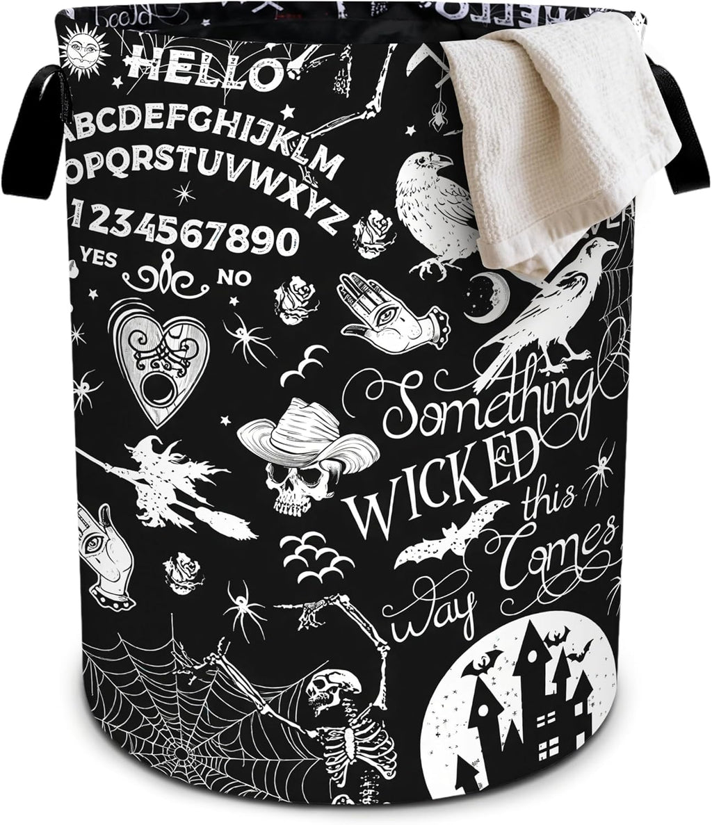Halloween Black Laundry Basket Foldable Oxford Cloth Tote Bag Laundry Hamper Clothes Storage Bucket Organizer For Bathroom/Laundry Storage/Bedroom 19.6x15.7 Inch
