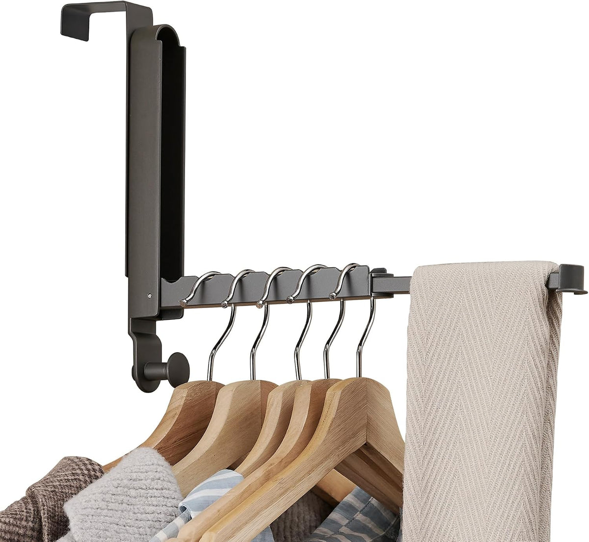 JOOM Over-the-Door Clothes Drying Rack, Foldable Retractable, Gray 1 Pack