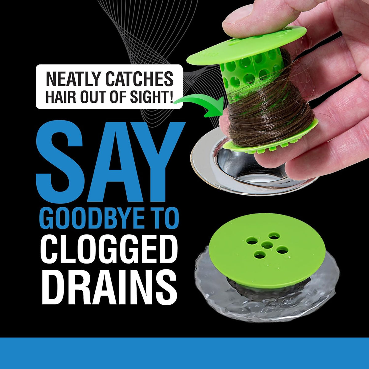 TubShroom Bathtub Drain Hair Catcher – In-Drain Tub Strainer & Clog Prevention Protector, Fits Standard 1.4”–1.75” Tub Drains, Easy Clean, Captures Human & Pet Hair out of Sight (Green)