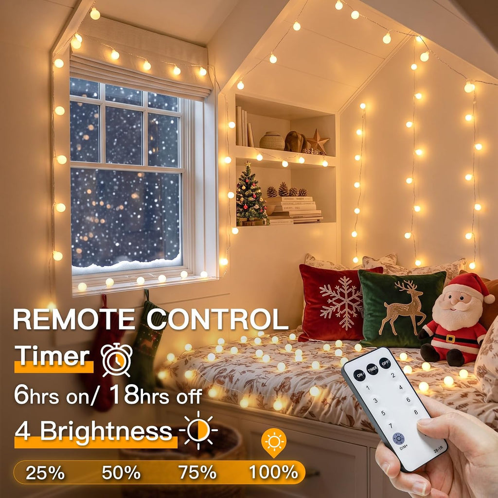 suddus Globe String Lights Indoor, 43 FT 100 Led Fairy Lights Plug in