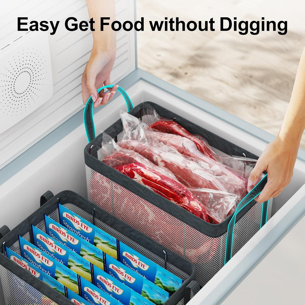 iSPECLE Chest Freezer Organizer - Large Baskets for 5-7 Cu.Ft, 3 Pack