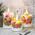 Eywamage Easter Glass Flameless Pillar Candles with Remote Set of 3