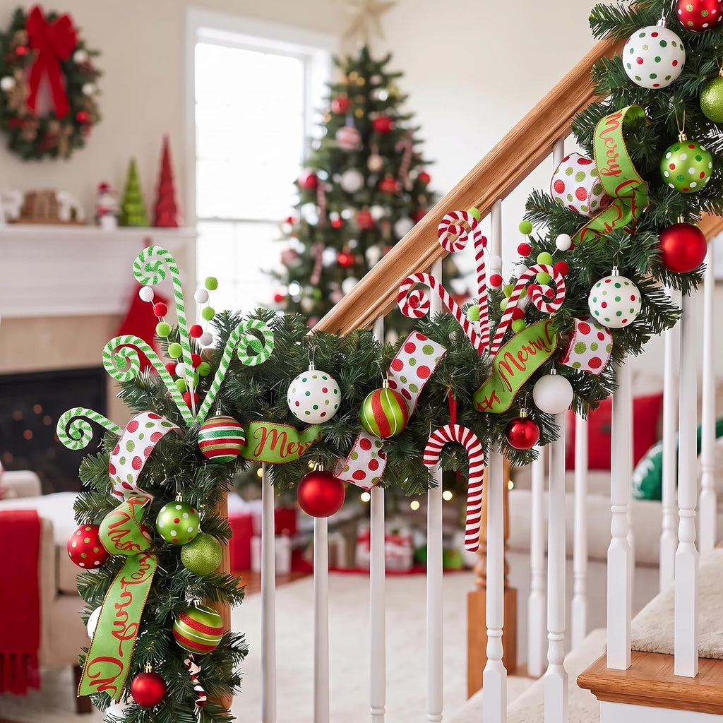 88 Pcs Christmas Tree Ball Ornaments Set, Red Green White