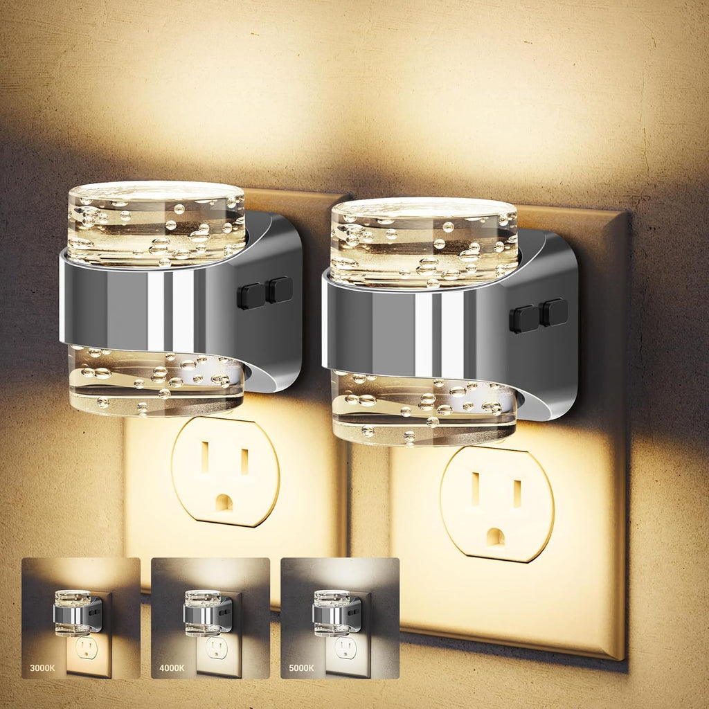 JandCase Night Light Sliver, Bubble Night Lights Plug into Wall Auto, Warm