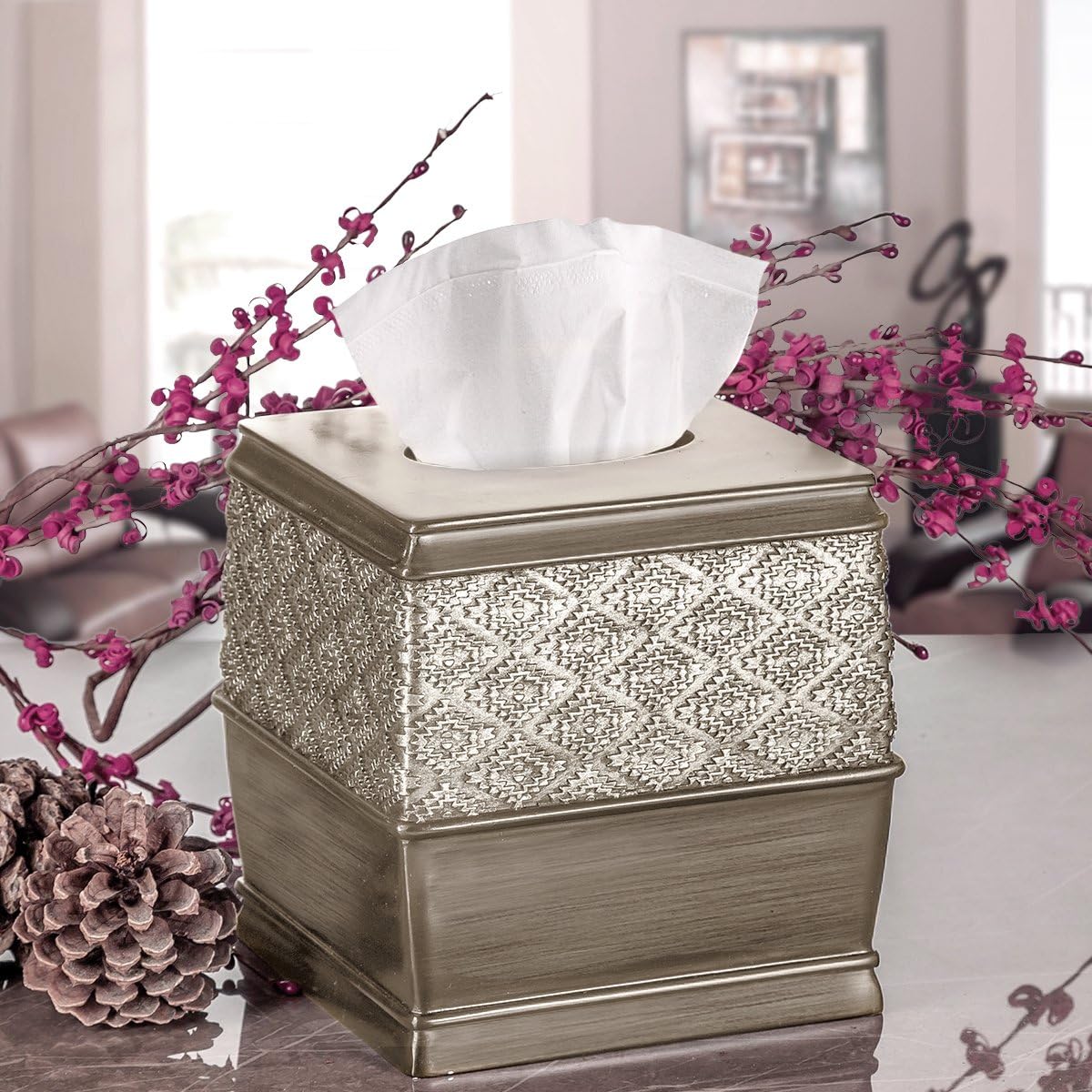Creative Scents Dublin Silver 6 Piece Resin Bathroom Accessories Set