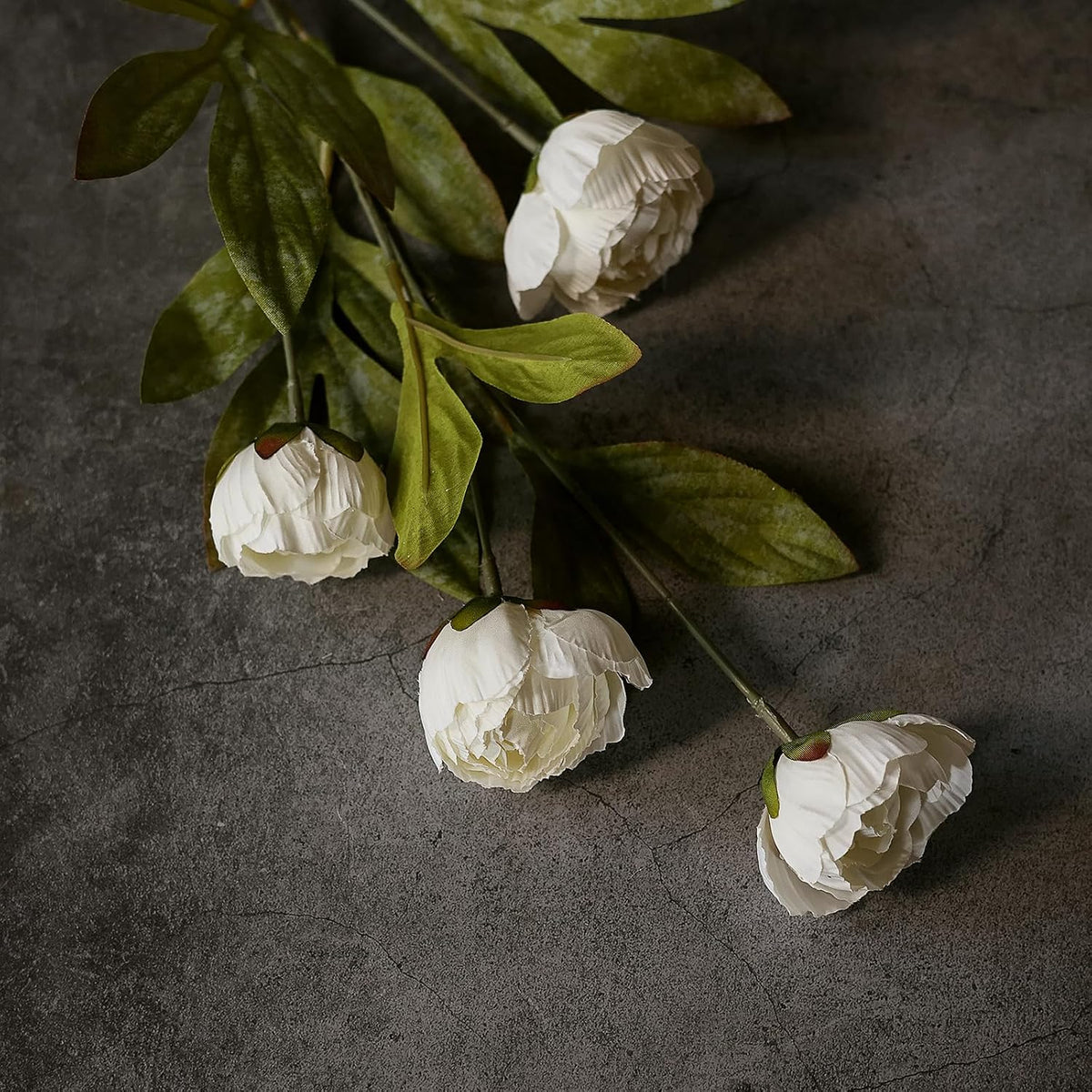 VIERENA 6 Pcs 27" Faux Silk Peony Artificial Flowers Stems for Vase (Cream)