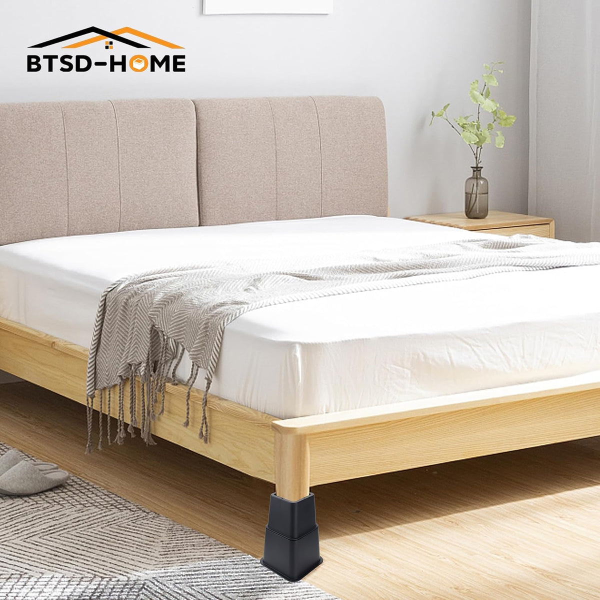 BTSD-home Adjustable Bed Risers, 3, 5 or 8 Inch Heights