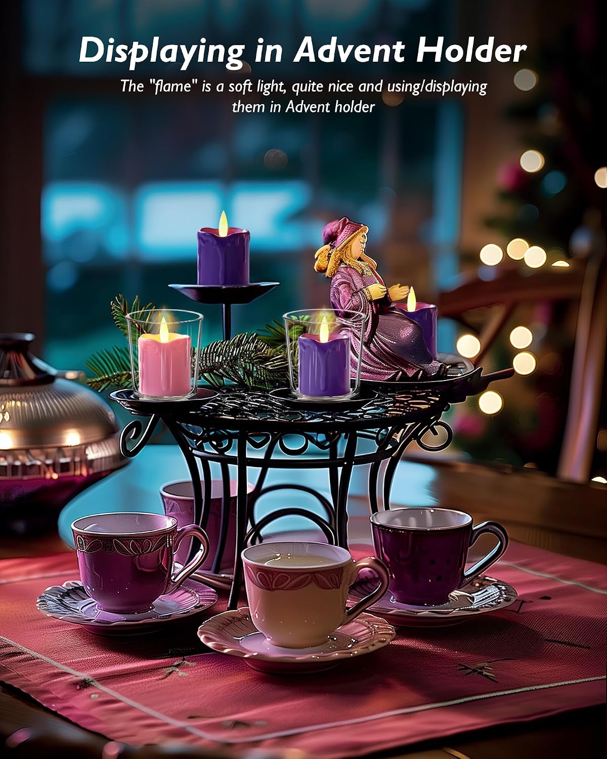 Homemory 2"x 2" Purple & Pink 6 Hour Timer Flameless Votive Candles, 6 Pack