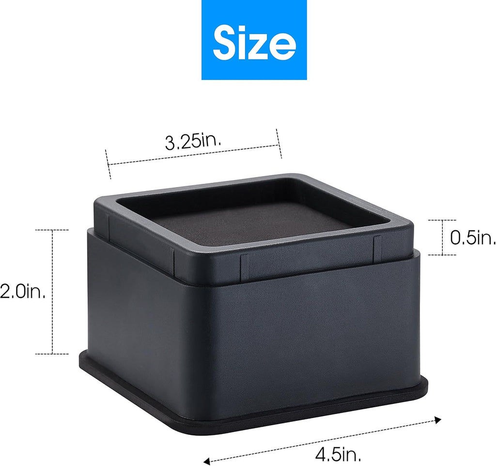 iPrimio Bed Risers 2" Lift, Heavy Duty for Dorm, Square, Brown, 8 Pack