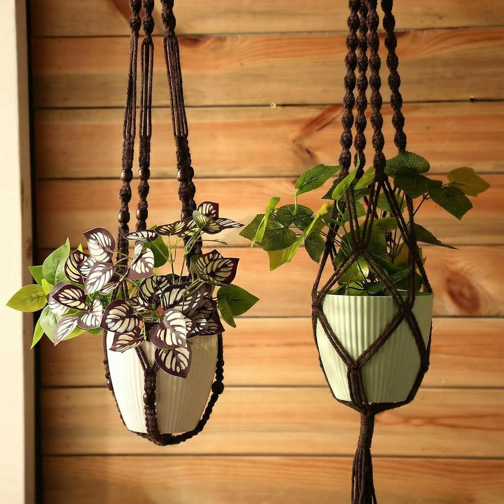 SATINIOR 12 Pcs Macrame Plant Hangers Handmade Boho Hanging Planters 12 Different Tiered Designs with 12 Hooks for Flower Pots Indoor Outdoor Decorative Wall Hanging Baskets for Home(Classic,Brown)