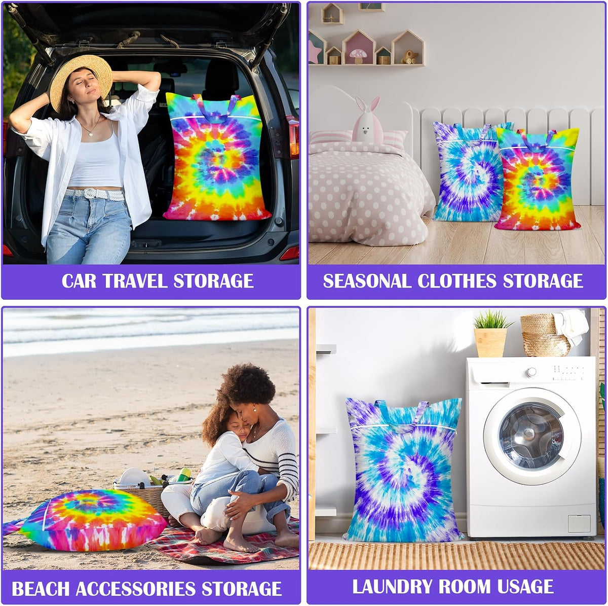 2 Pcs Large Travel Laundry Bag Waterproof With Handle - Washable for Dirty Clothes, Wet Dry Bag for Bathing Suit, Workout, Gym, Swimming Pool, College Dorm