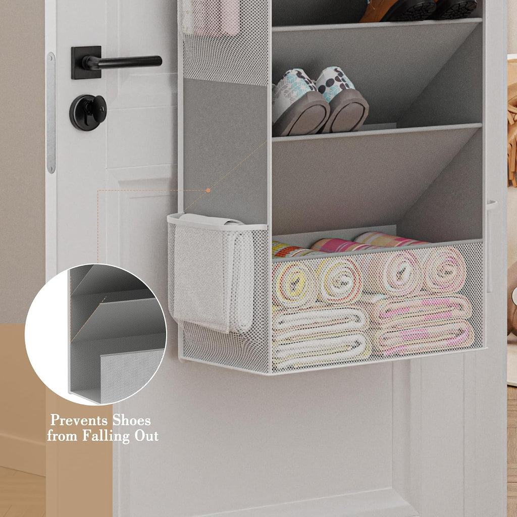 Criusia Shoe Storage, Over the Door Shoe Organizer, Hanging Closet Shoe Storage with Large Deep Pockets, Fits 16–24 Pairs of Sneakers, Sandals, Boots, Gray