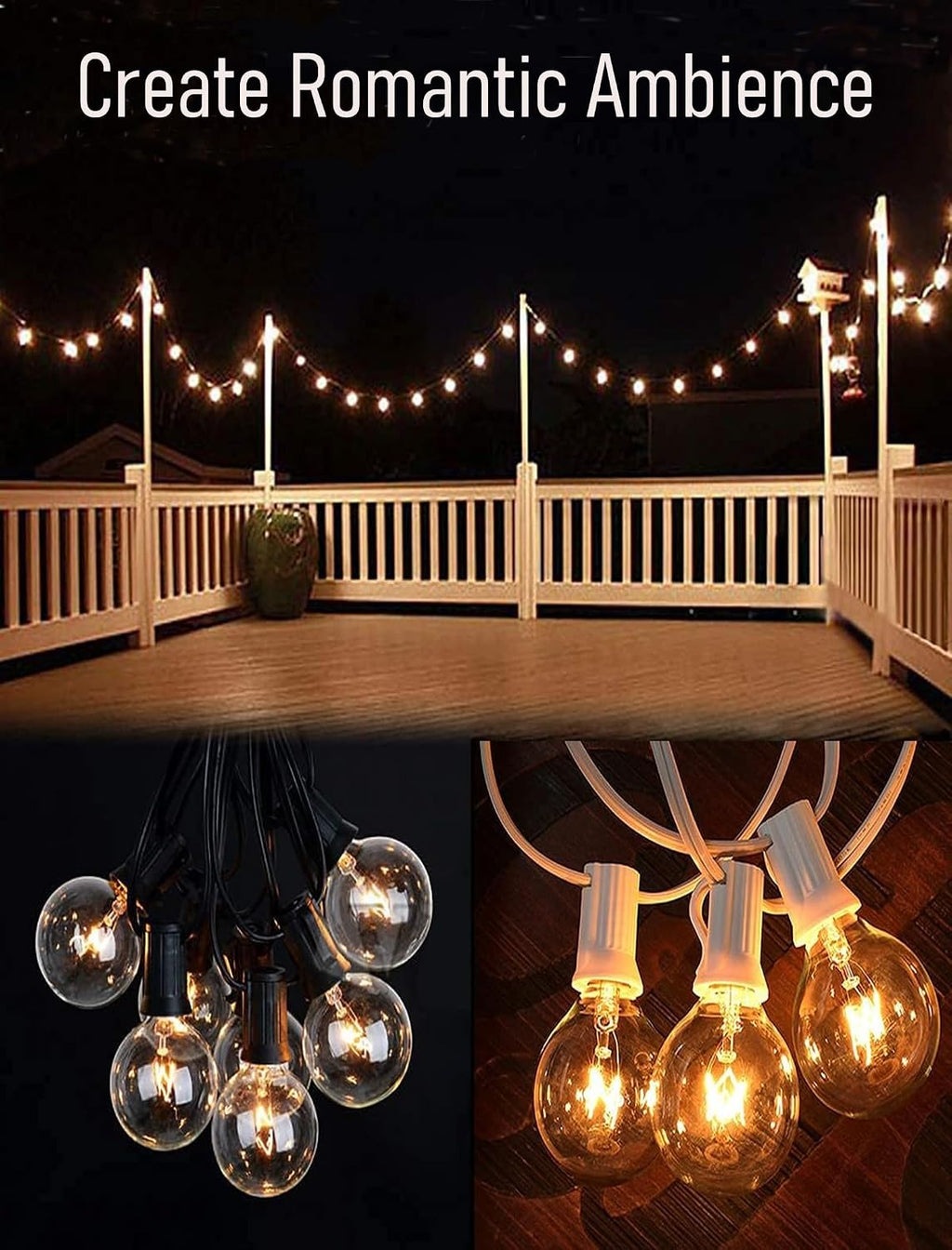 Abeja 50FT G40 Globe String Lights, Outdoor Patio Lights