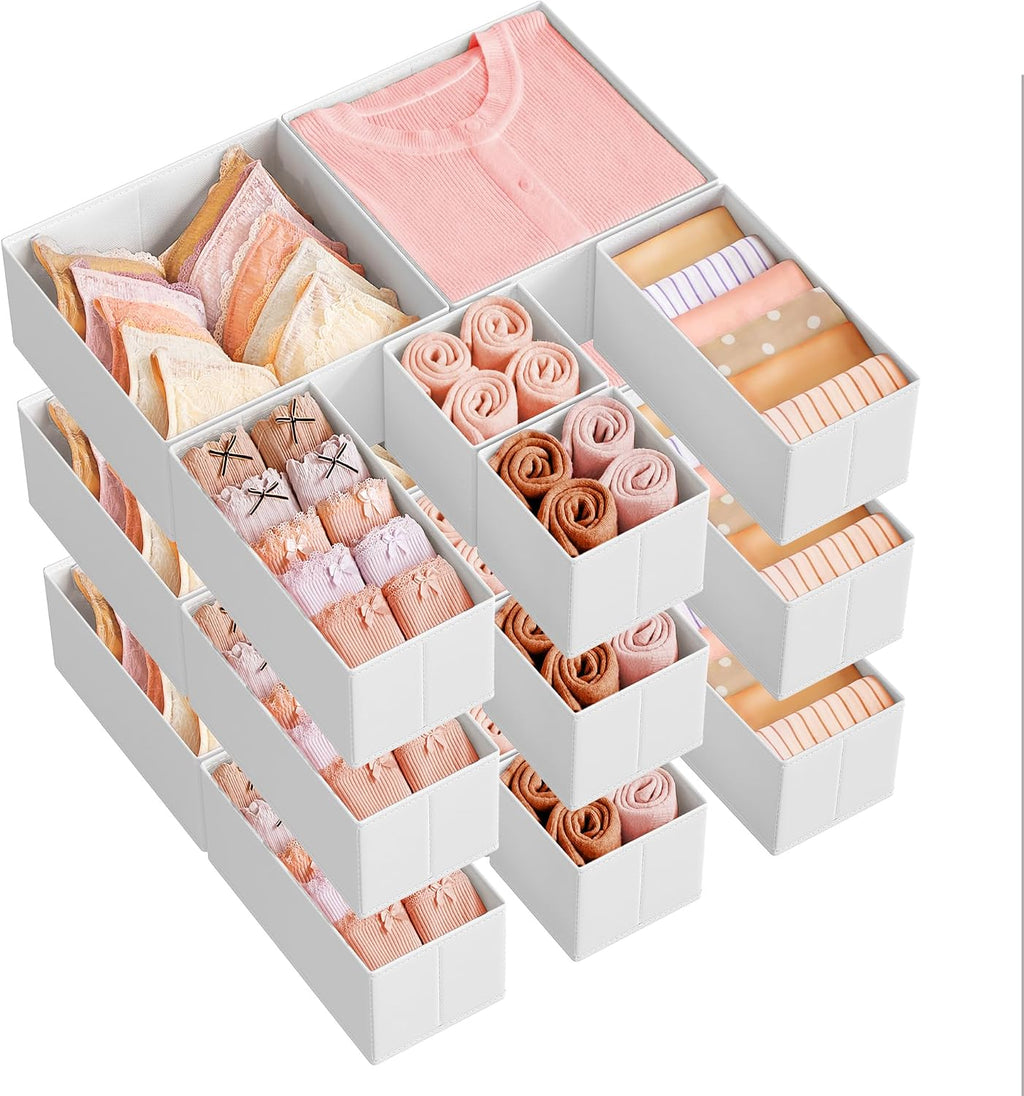SONGMICS Drawer Organizers, Set of 18, Foldable Fabric Storage Boxes