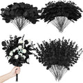 Giegxin 180 Pcs Mixed Artificial Eucalyptus Leaves Stems Bulk Black