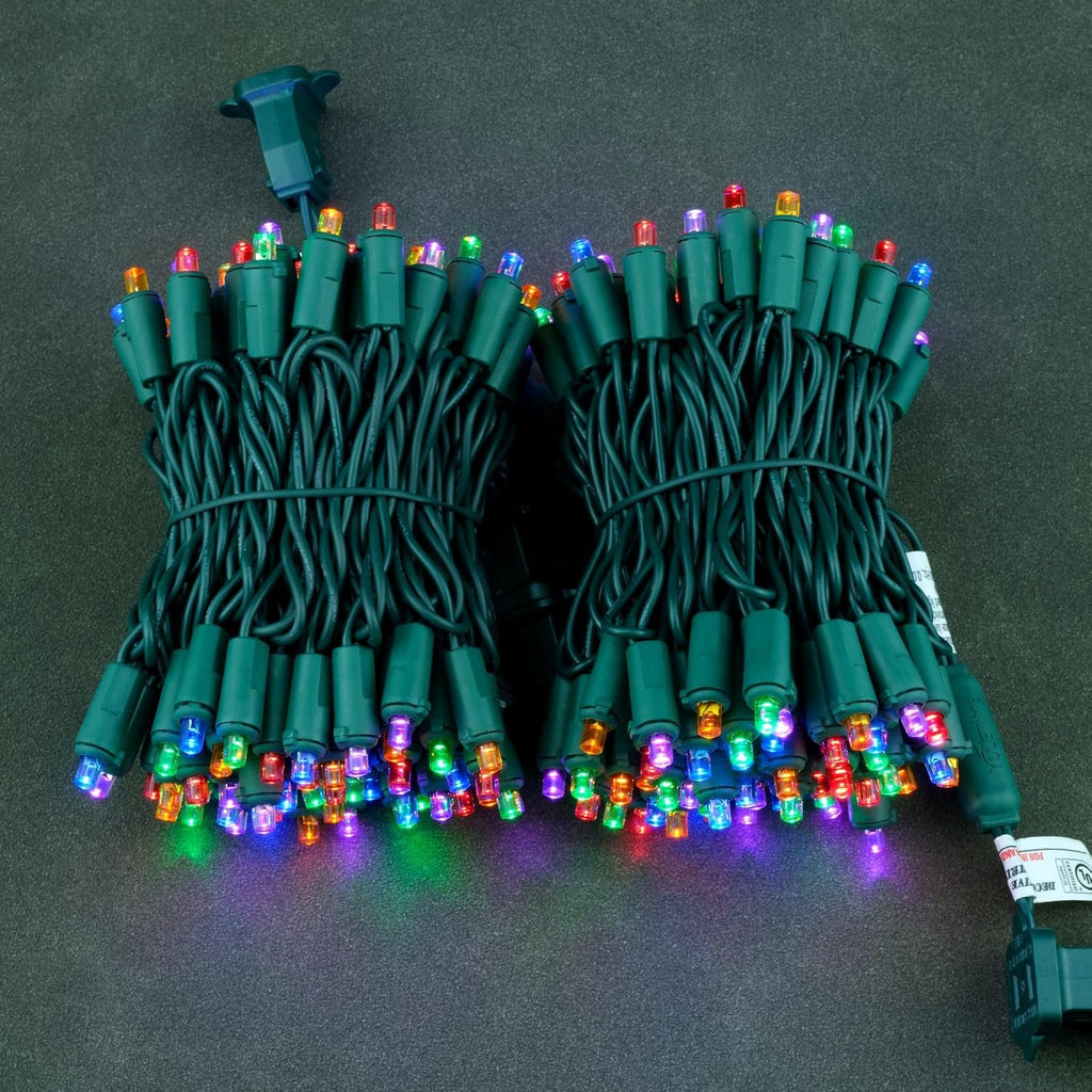 YULETIME 200 Multicolor Christmas Lights, 2-Set 25 ft 100 Wide Angle LED