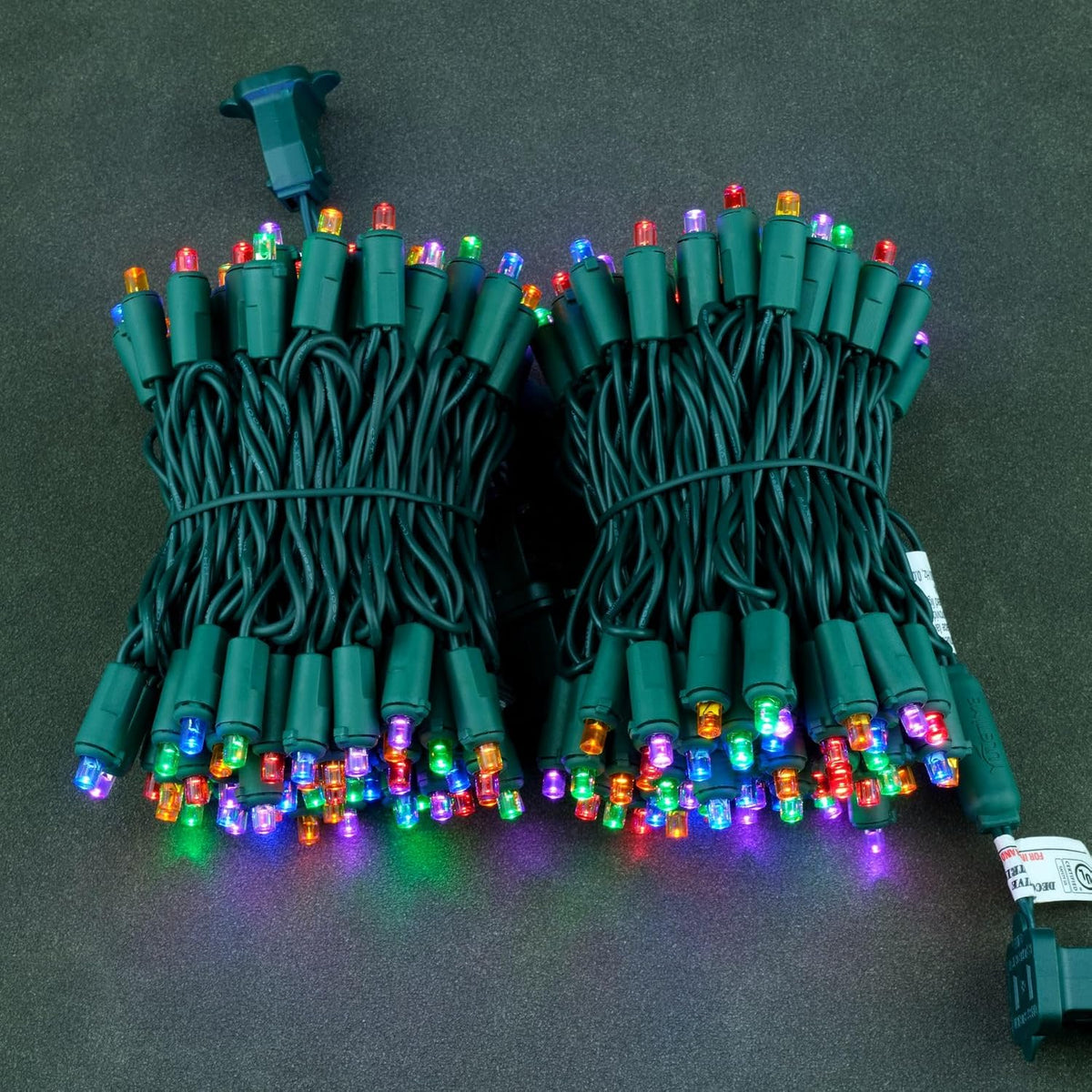 YULETIME 200 Multicolor Christmas Lights, 2-Set 25 ft 100 Wide Angle LED