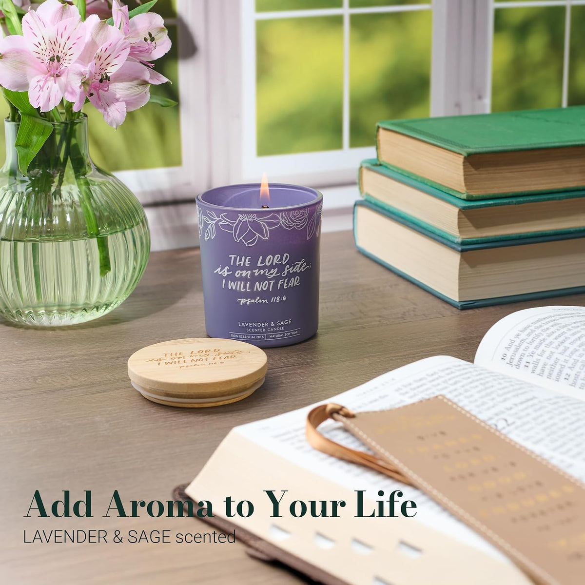 Christian Art Gifts Soy Wax Scented Candle: Lavender & Sage Scent