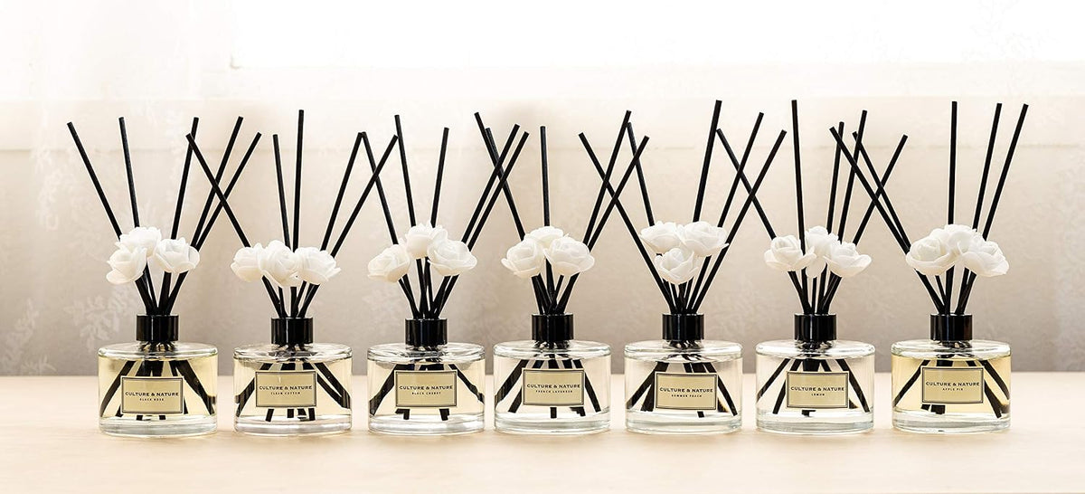 CULTURE & NATURE Reed Diffuser Set 6.7oz (200ml) Magnolia Scented Diffuser with Sticks Home Fragrance Reed Diffuser for Bathroom Shelf Decor