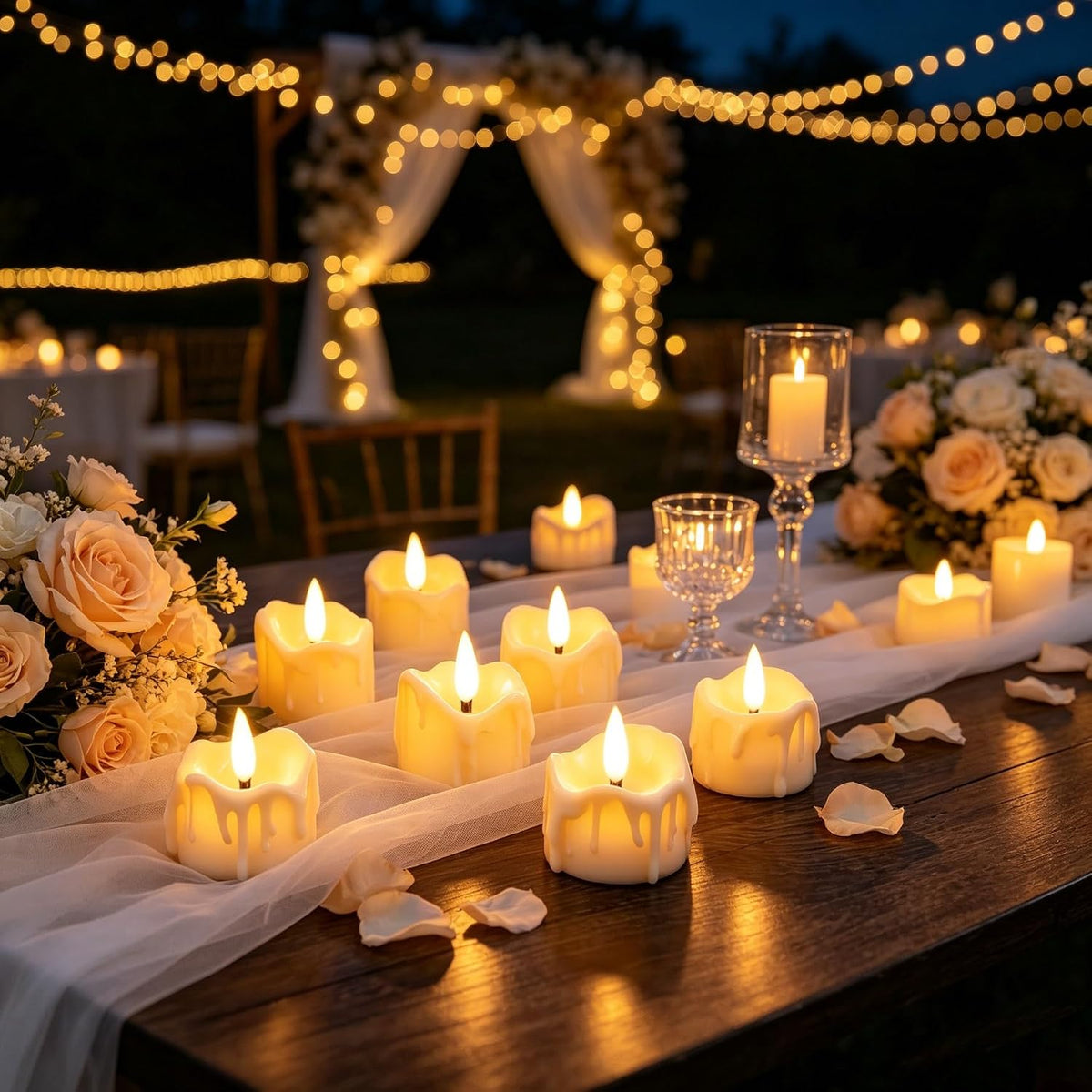 12 Pack LED Timer Tea Light Battery Operated, Flameless Flickering LED Votive Tealight Timer Candles, Outdoor Electric Flicker Fake Candle Bulk for Christmas Halloween Pumpkin Light Decorations