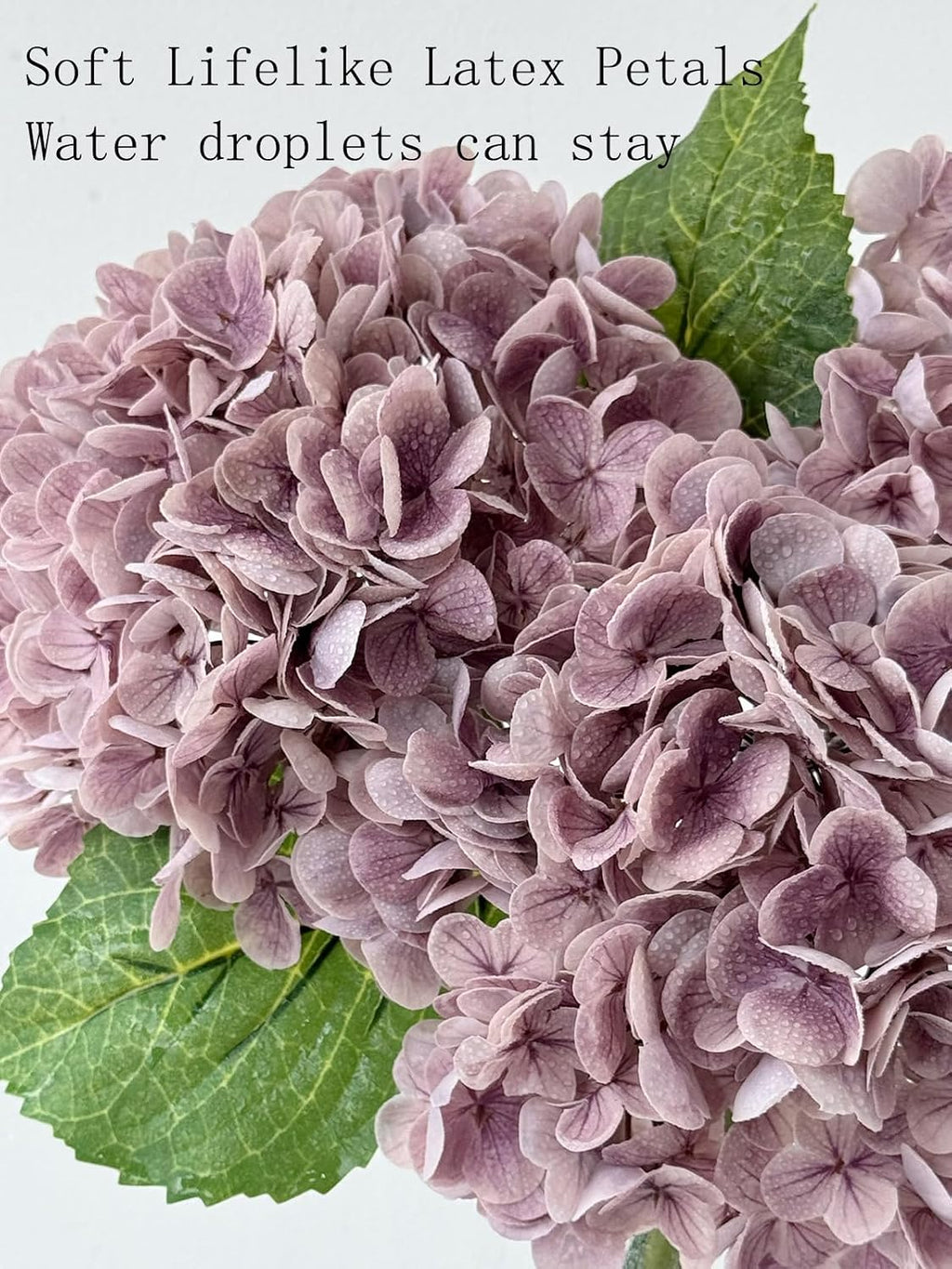 YalzoneMet 3 Pcs Vintage Mauve Hydrangea Artificial Flowers Gray Purple 21'' Real Touch Latex Hydrangea Faux Flowers for Party Home Kitchen Bedroom Tables Centerpieces Fall Decor