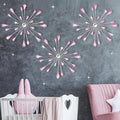 SIYIKRYP Set of 3 Pink Crystal Starburst Wall Decor, 11.8 Inch Modern Metal Sparkling Teardrop Diamond Wall Art, Glam Bling Hanging for Living Room Bedroom Bathroom Home Decor