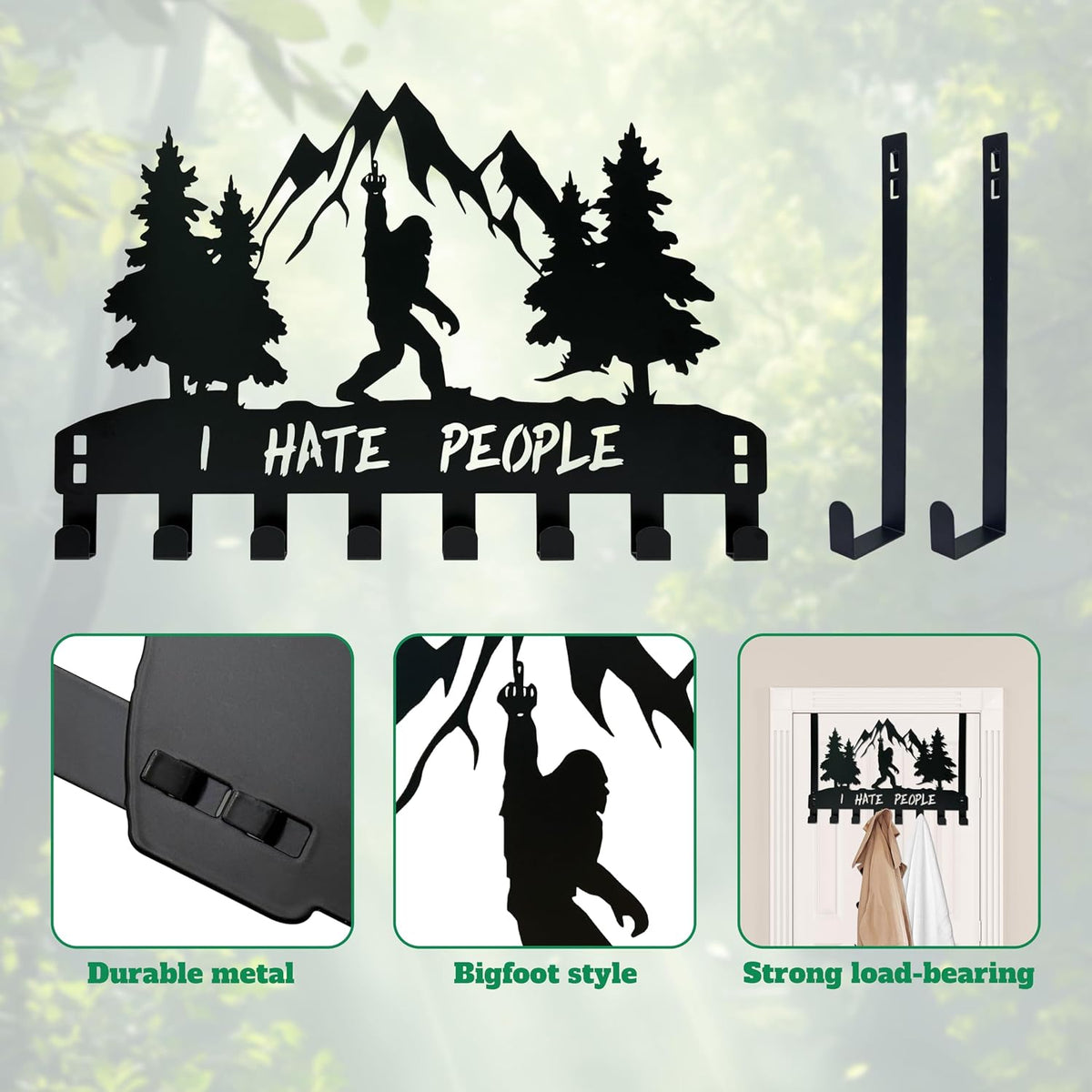 Bigfoot Over the Door Hook Hanger,8 Decorative Towel Rack Organizer
