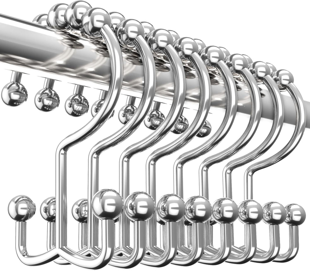 Utopia Bedding Double Glide Shower Curtain Hooks, 12 Pack, Nickel