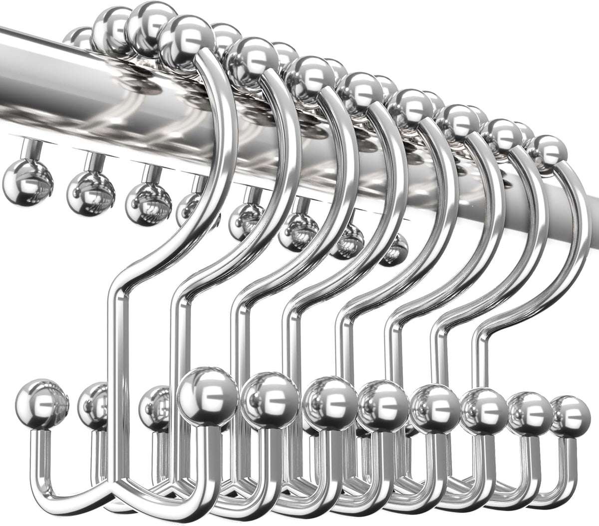 Utopia Bedding Double Glide Shower Curtain Hooks, 12 Pack, Nickel