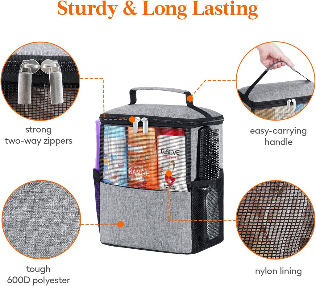 Lifewit Mesh Shower Caddy Bag, Hanging Shower Organizer, Medium, Grey