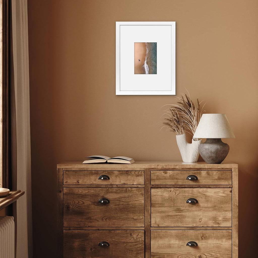 Americanflat 11x14 Picture Frame - Matted to 5x7 - Engineered Wood - White