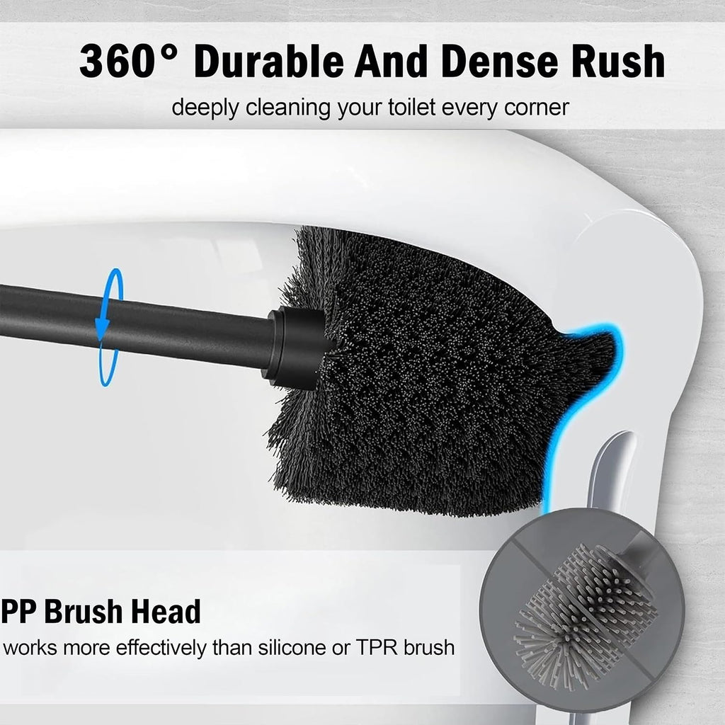 Silver Chrome Toilet Bowl Brush with Holder with Removable Plastic Liner, Durable Bathroom Cleaning Tool, Bathroom Cleaner Brush for Efficient Cleaning and Hygiene