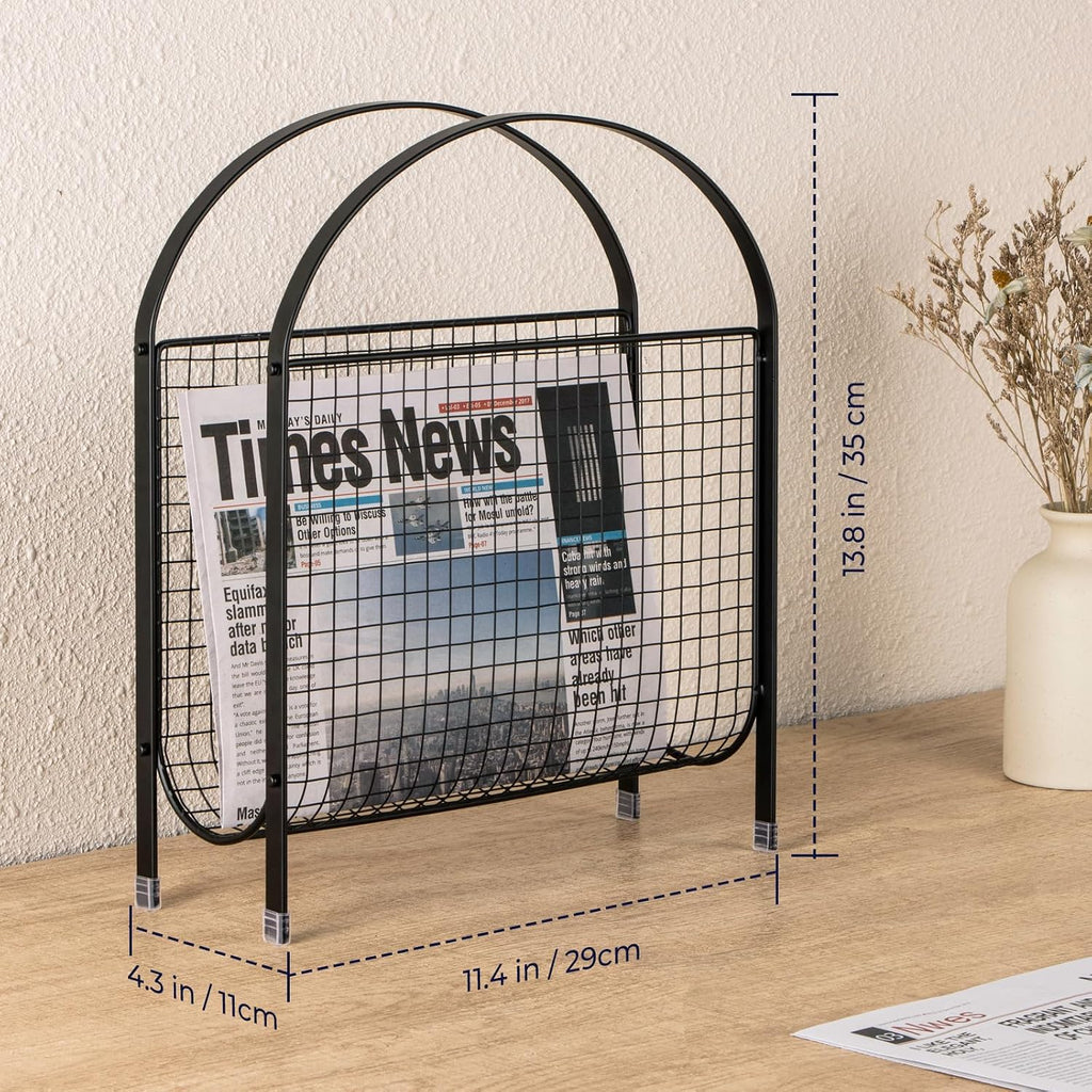 ANBOXIT Magazine Rack Floor, Slim Metal Magazine Holder - Black