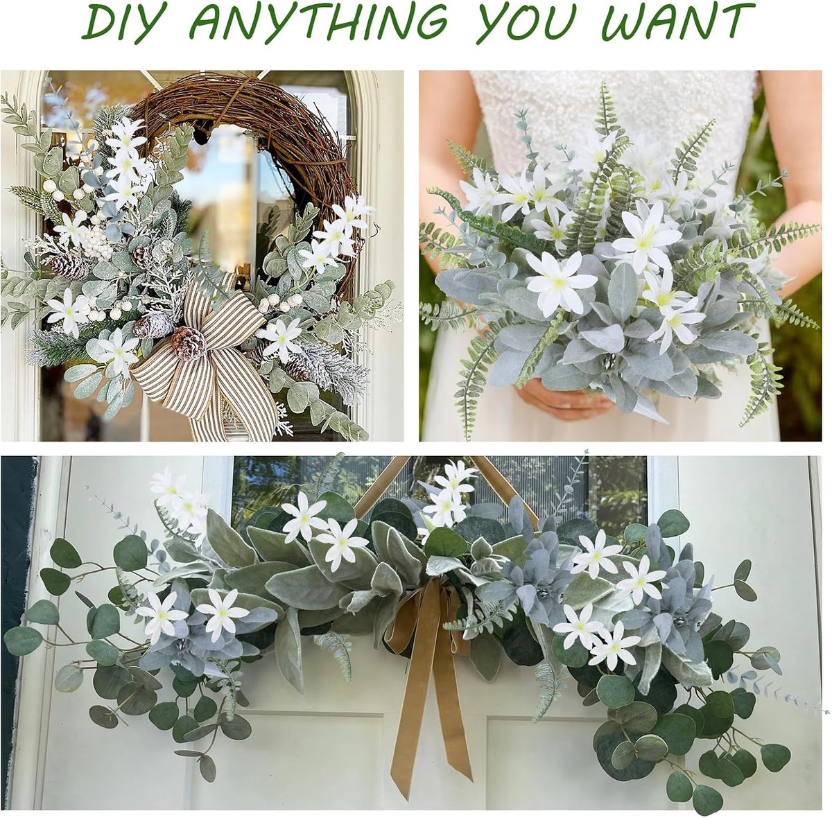 43PCS Artificial Lambs Ear Plant, 14.5in, Faux Greenery Stems