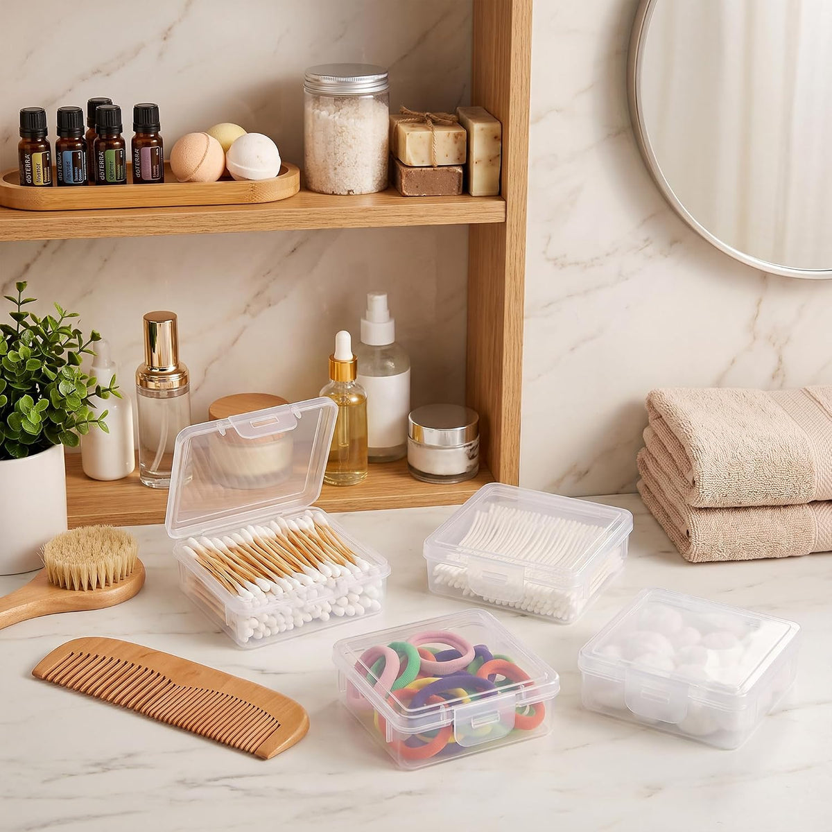INIUNIK 6 Pack Qtip Holder Dispenser for Travel and Everyday Use