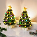 Brightever Ceramic Christmas Tree Night Lights, 2-Pack Plug-in 6" H Vintage Christmas Wall Decor with Multicolor LED Bulbs, 360 Swivel Plug, On/Off Switch, Xmas Tree Nightlight for Bathroom, Bedroom