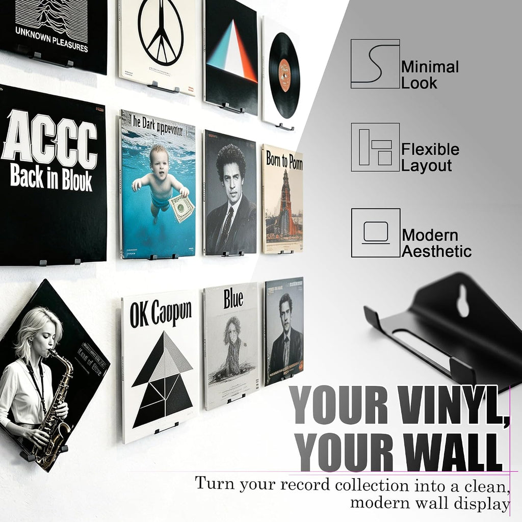 Vinyl Record Wall Mount Shelf, Custom Multi Angle Display, 6 Pcs