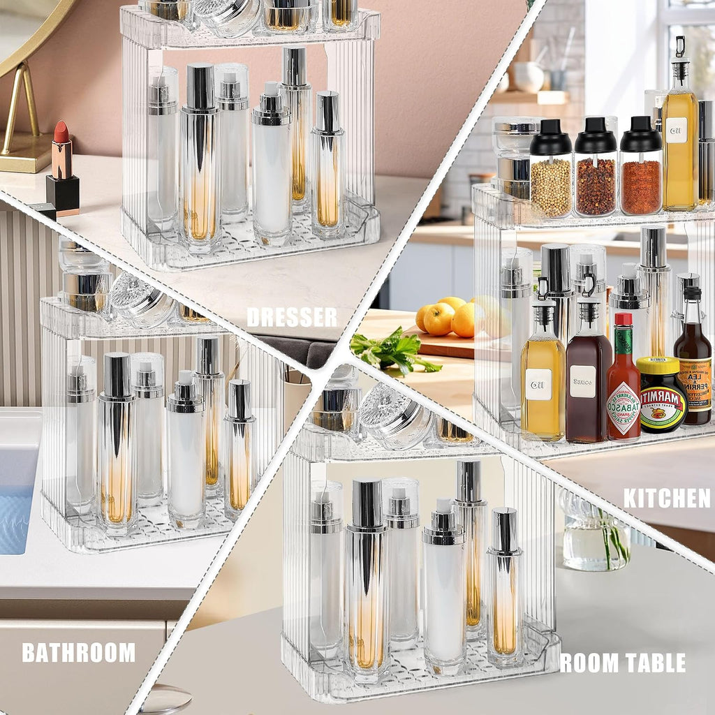 Bathroom Counter Organizer Cosmetics Skincare Organizers-2 Tier-Clear