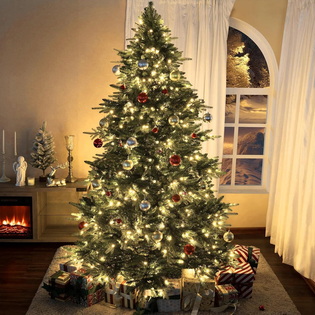 LAMPHOME 300 LED Warm White Christmas Lights, 64.8 Ft Ultra Bright Waterproof Christmas Mini Tree String Lights with Green Wire for Indoor and Outdoor Use, Christmas Trees, Holidays, Patios Garden