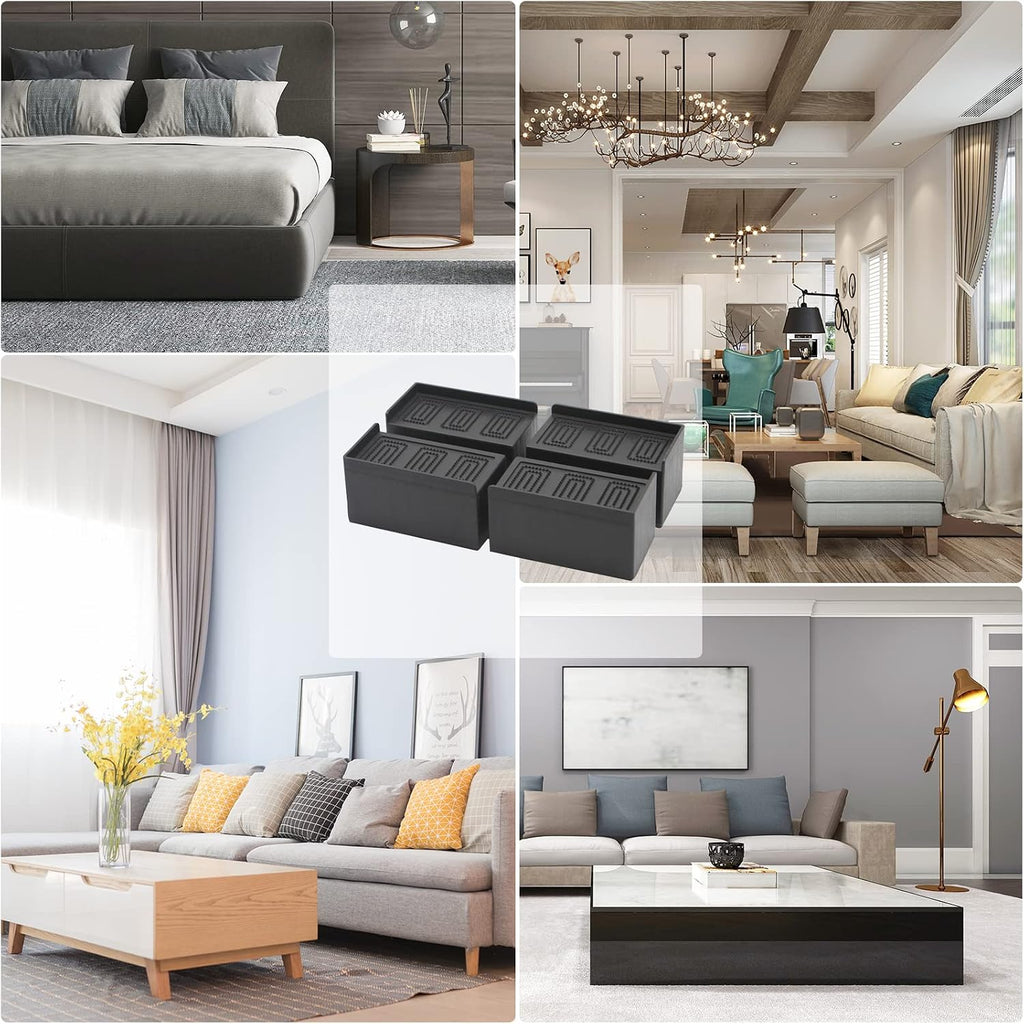 MYMULIKE Bed Risers 5 inch, Oversized Extra Wide Bed Frame Risers, 11000lbs Heavy Duty Couch Risers, L Shape Wide Opening Furniture Risers for Bed, Couch, Desk, Chair, Soft, Platform, Dorm
