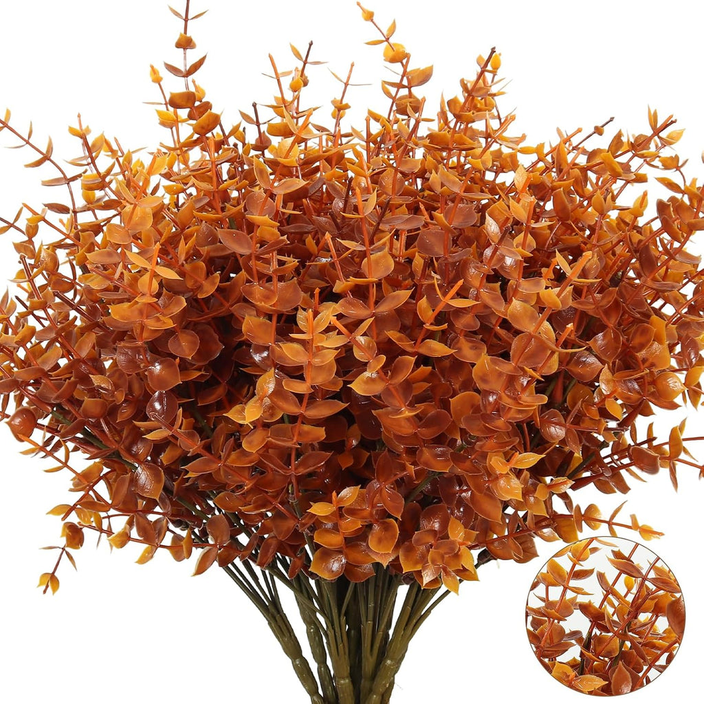 RECUTMS Fall Outdoor Decor Artificial Plant UV Resistant Faux Greenery Stem