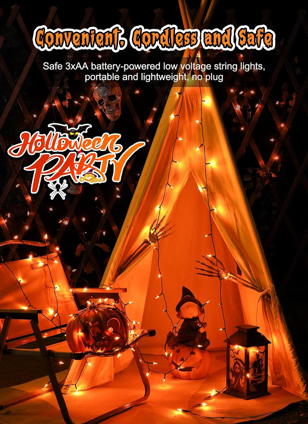 Brightown Orange Battery Operated Christmas String Lights with Timer