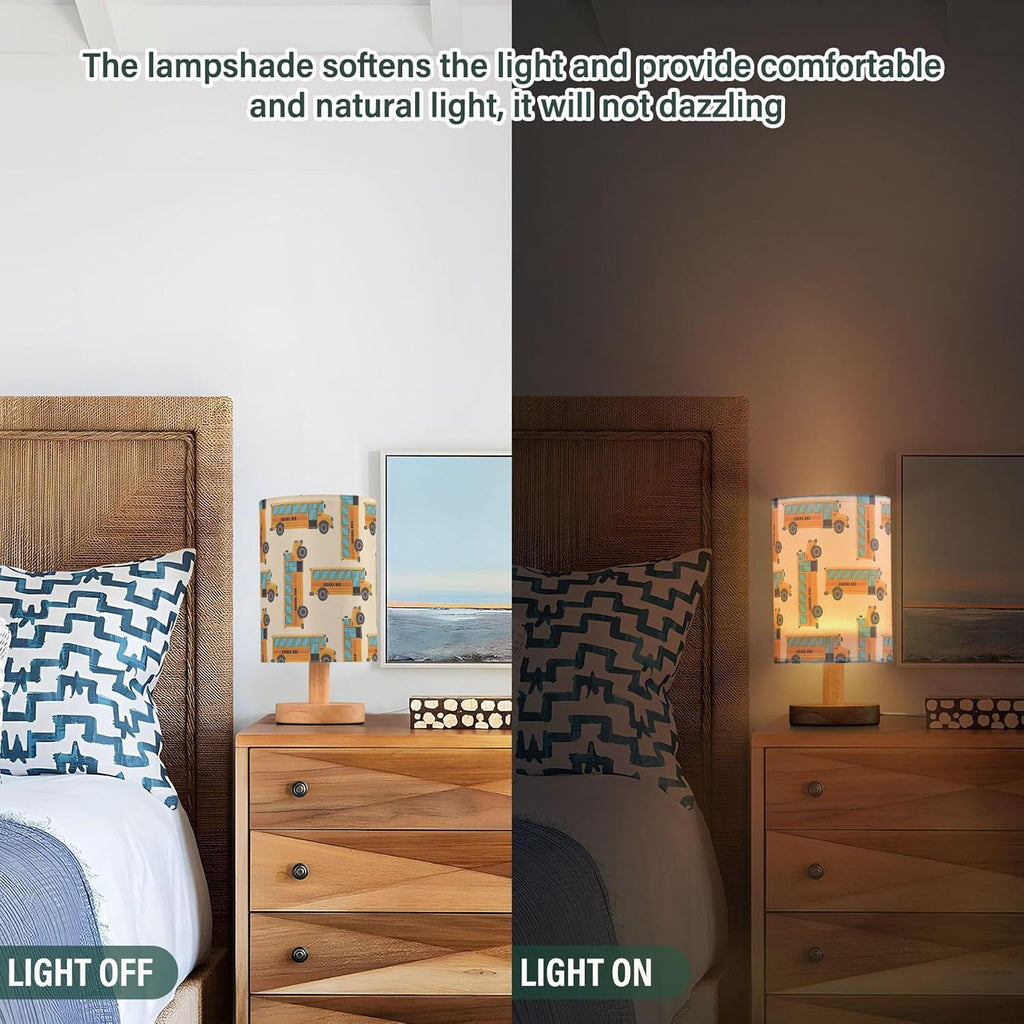 Retro School Bus LED Table Lamp with USB Port Rechargeable Lamps Bedroom Lamps for Nightstand Living Room Dorm Home Office Desk