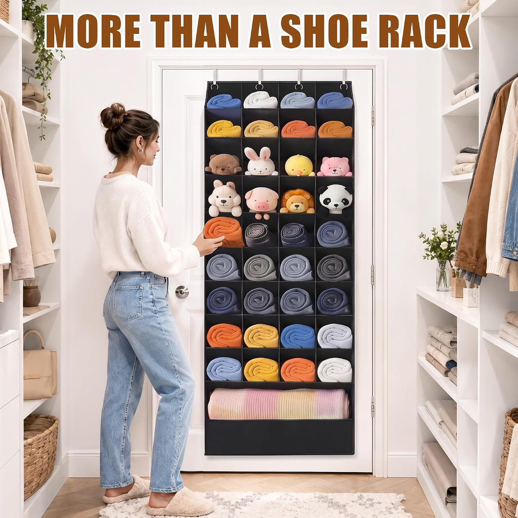 UVIAHOMI 30-40 Pairs Over the Door Shoe Organizer, 36 & 1 Big Boot Pockets