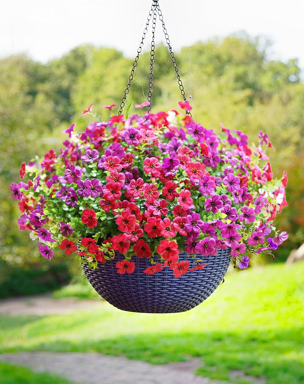 Artificial Flowers for Outdoors (12, Purple Hot Pink)