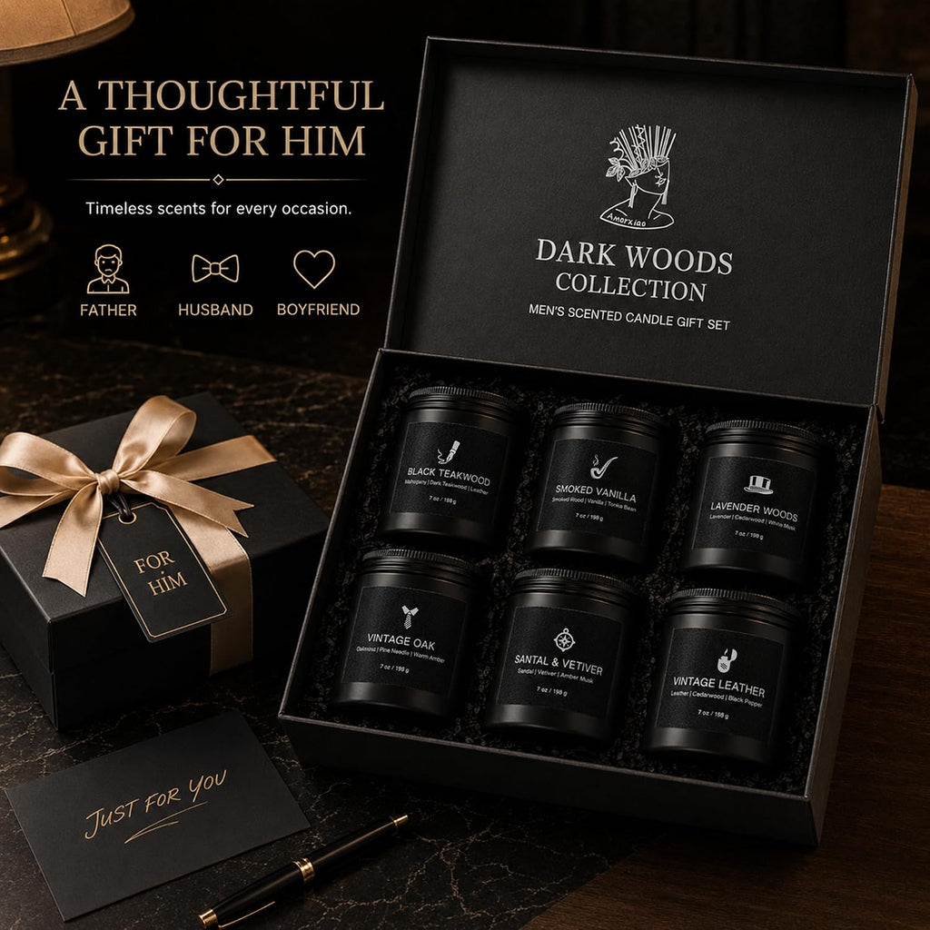 Scented Candles for Men, 6 Masculine Scents Set, 42oz Total